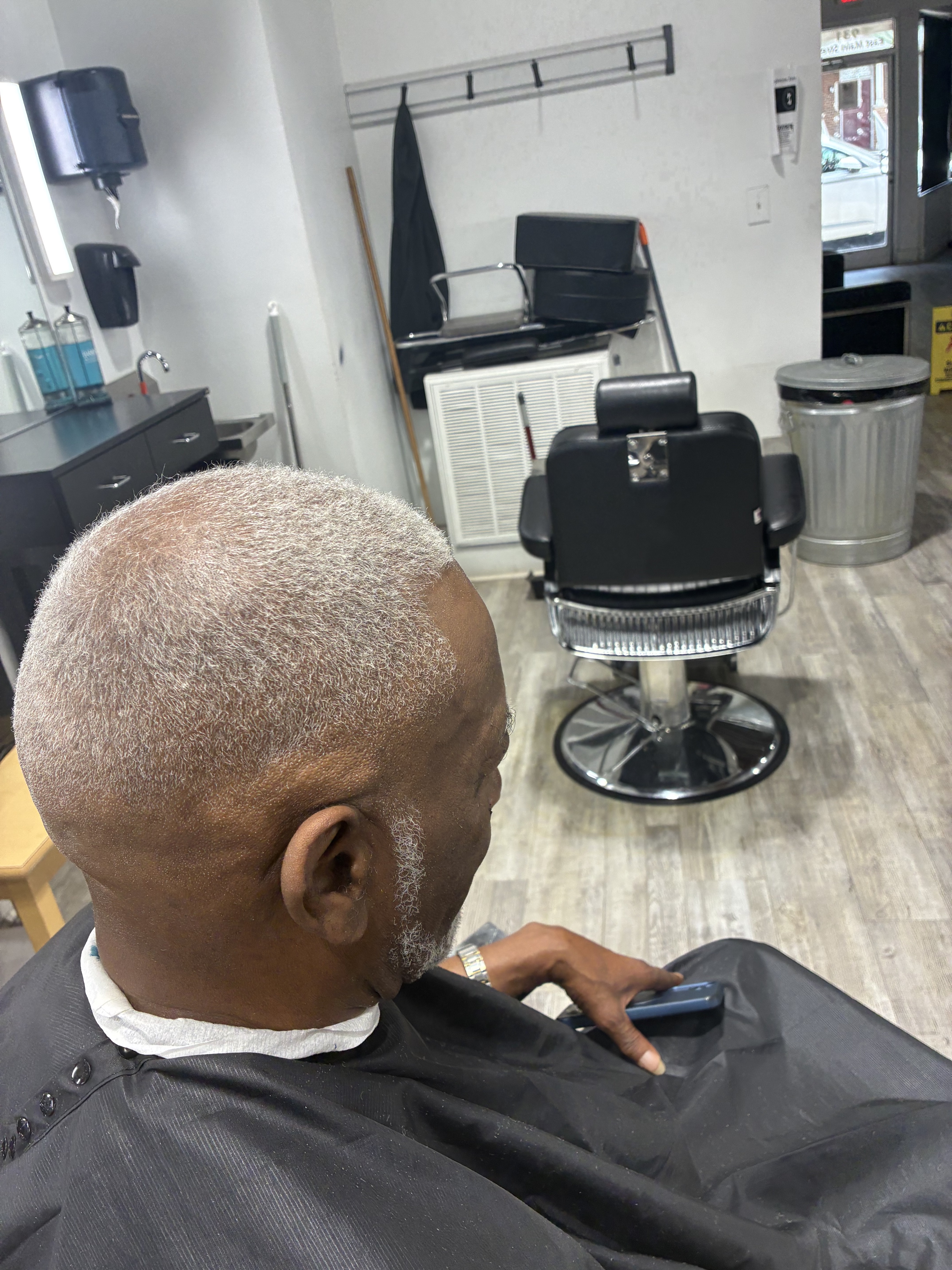 Fresh short haircut from the back